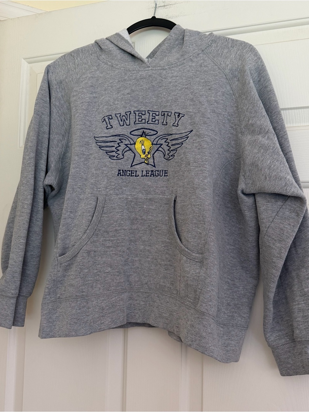 Vtg Warner Bros. Looney Tunes HOODIE Sweatshirt Tweety Bird Angel League Y2K M L